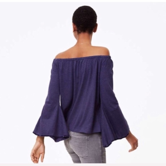 Velvet Trim Off the Shoulder Bell Sleeve Top - Picture 2 of 3